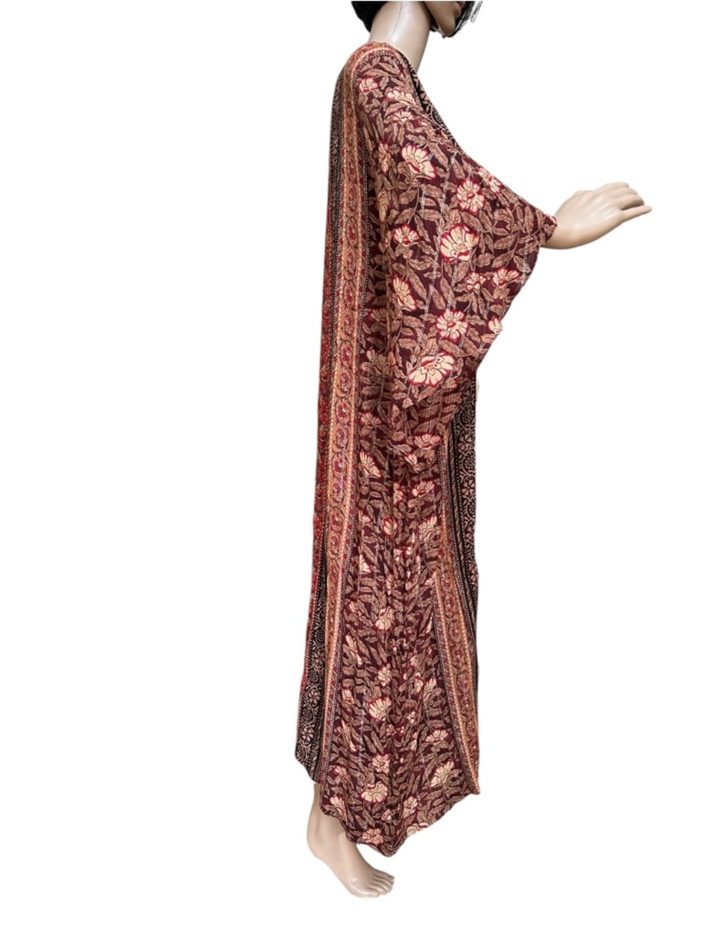 Zara Boho Floral & Striped Maxi Kaftan Long Dress, M - Picture 10 of 15